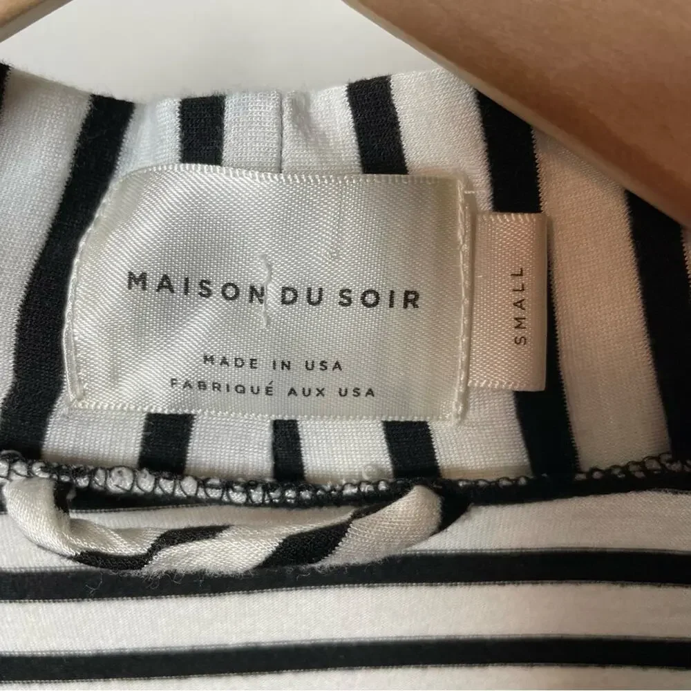Maison Du Soir Revolve Striped Short Sleeve Duster Robe Swim Cover Small